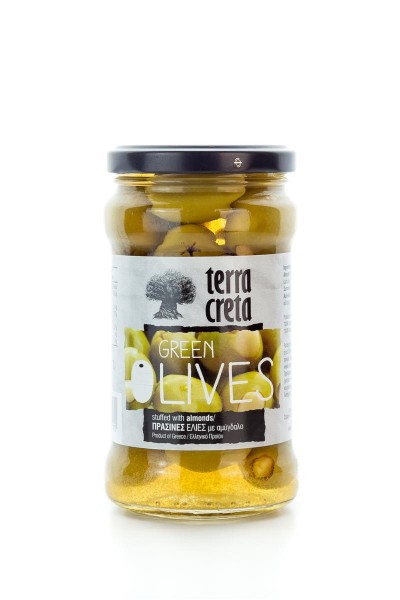 Terra Creta Selection Oliven Gr&uuml;n mit Mandelf&uuml;llung 315ml