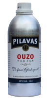Pilavas Ouzo Nektar 40% 1000ml in stylischer Alu Flasche