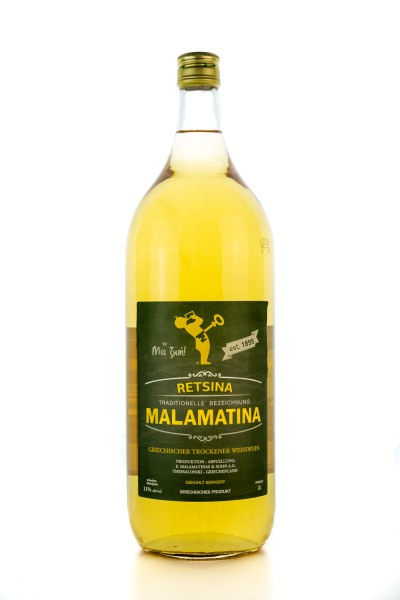 Malamatina Retsina geharzter Weißwein 11% 2000ml Flasche