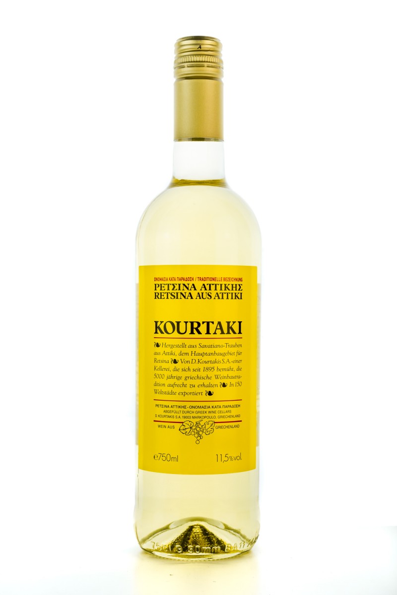 Retsina gehartzter Weißwein 750ml Kourtaki - Hellenikos
