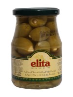 Oliven grün gefüllt mit Mandeln (370g Glas) Elita