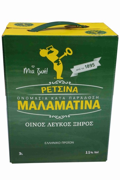 Retsina Malamatina Weißwein 3 Liter Bag in Box