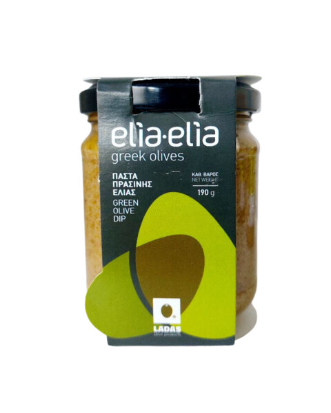 Elia-Elia griechische gr&uuml;ne Olivenpaste im Glas (190g) aus Chalkidiki-Oliven
