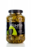 Elia-Elia grüne entkernte griechische Chalkidiki Oliven Super Mammut in PET-Fass 1 KG