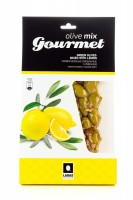 Oliven Mix Gourmet griechische gr&uuml;ne, mit Zitrone marinierte Chalkidiki Oliven vakuumiert (250 g)
