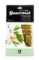 Oliven Mix Gourmet grüne, mit Dill und Knoblauch marinierte, griechische Chalkidiki Oliven, vakuumiert (250 g)