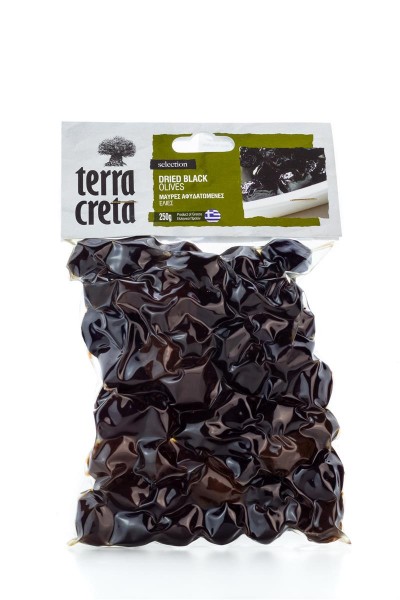 Griechische, getrocknete schwarze Oliven Terra Creta selection vakuumiert 250g