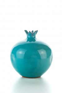 Original handgemachte Keramik Vase Granatapfel klein von der Insel Kreta - t&uuml;rkis von Hydria 