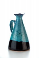 Original handgemachte Keramik Olivenöl Kanne von der Insel Kreta - schwarz blau von Hydria