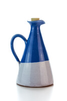 Original handgemachte Keramik Olivenöl Kanne von der Insel Kreta - blau weiß von Hydria