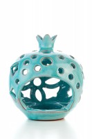 Hydria Original handgemachter Granatapfel Teelichthalter mittel von Kreta - t&uuml;rkis