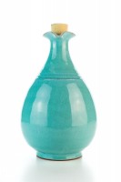 Hydria Original handgemachte Keramik Oliven&ouml;l Kanne Oval von Kreta - t&uuml;rkis