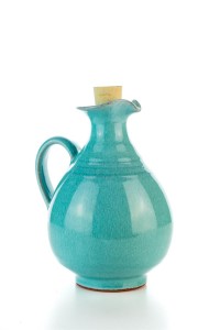 Hydria Original handgemachte Keramik Oliven&ouml;l Kanne Oval klein von Kreta - t&uuml;rkis