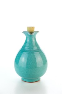 Hydria Original handgemachte Keramik Olivenöl Kanne Oval klein von Kreta - türkis