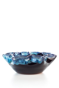 Hydria Original handgemachte Schale Blume Gro&szlig; von Kreta - schwarz blau