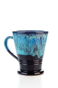 Hydria Original handgemachte Keramik Tasse Trapez von Kreta - schwarz blau