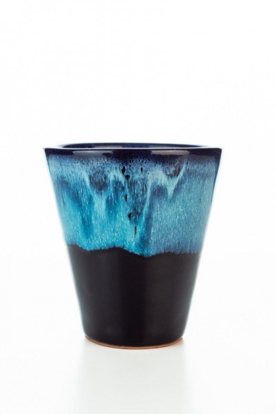 Hydria Original handgemachter Keramik Wein Becher von Kreta - schwarz blau