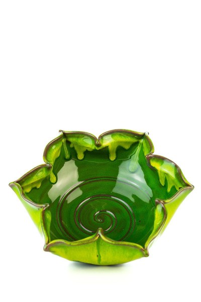 Hydria Original handgemachte Schale Blume Gro&szlig; von Kreta - gr&uuml;n