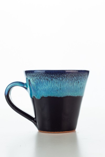 Hydria Original handgemachte Keramik Mokka Tasse von Kreta - schwarz blau