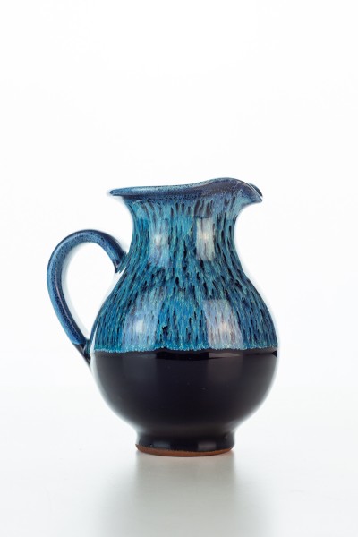 Hydria Original handgemachtes Keramik Milchk&auml;nnchen von Kreta klein - schwarz blau