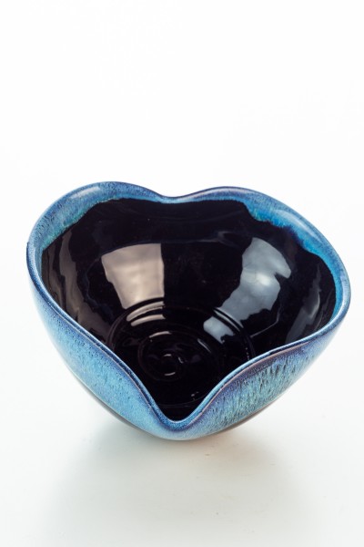 Hydria Original handgemachte Schale Herz Mini von Kreta - schwarz blau