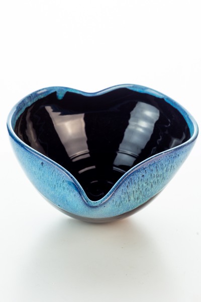 Hydria Original handgemachte Schale Herz mittel von Kreta - schwarz blau