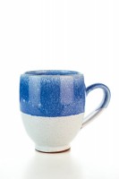 Hydria Original handgemachte Keramik Tasse Oval Klein von Kreta - blau wei&szlig;