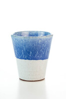 Hydria Original handgemachter Keramik Wein Becher von Kreta - wei&szlig; blau