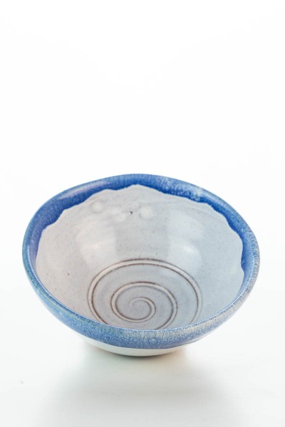 Hydria Original handgemachte Schale XXS Spirale (9,5 cm) von Kreta - blau wei&szlig;