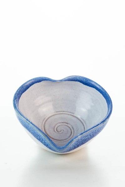 Hydria Original handgemachte Schale Herz Mini von Kreta - blau weiß