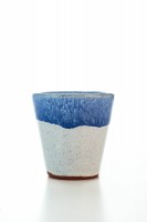 Hydria Original handgemachter Keramik Raki Becher von Kreta - blau wei&szlig;