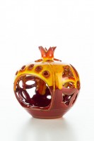 Hydria Original handgemachter Granatapfel Teelichthalter klein von Kreta - rot
