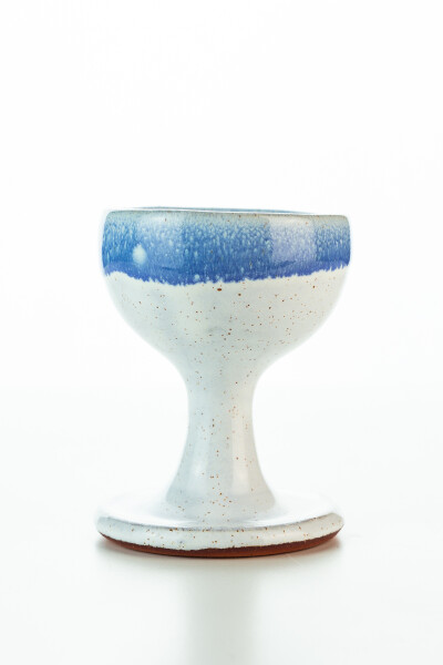 Hydria Original handgemachter Keramik Eierbecher von Kreta - blau wei&szlig;