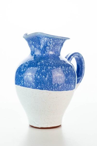 Hydria Original handgemachte Keramik Kanne von Kreta mittel - wei&szlig; blau