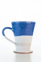 Hydria Original handgemachte Keramik Tasse Trapez XXL von Kreta - blau weiß