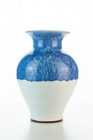 Hydria Original handgemachte Vase klein von Kreta - blau wei&szlig;