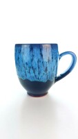 Hydria Original handgemachte Keramik Tasse Oval Gro&szlig; von Kreta - schwarz blau