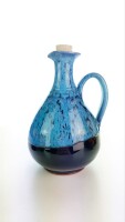 Hydria Original handgemachte Keramik Olivenöl Kanne Oval von Kreta - schwarz blau
