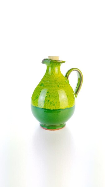 Hydria Original handgemachte Keramik Olivenöl Kanne Oval klein von Kreta - grün