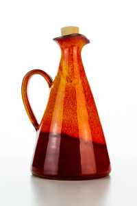 Geschenk Tasche Oliven&ouml;l mit Keramik Kanne Rot