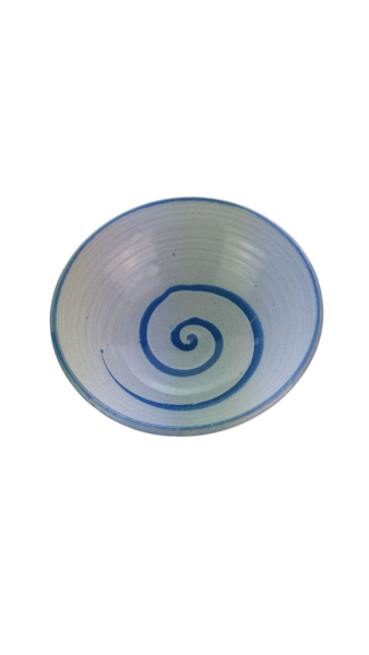 Hydria Original handgemachte Schale Spirale Nr. 1 (19cm) von Kreta - blau wei&szlig;
