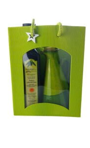 Geschenk Tasche Olivenöl mit Keramik Kanne Grün
