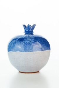 Hydria Original handgemachte Keramik Vase Granatapfel klein von Kreta - blau weiß