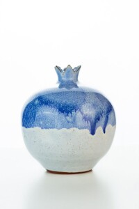 Hydria Original handgemachte Keramik Vase Granatapfel klein von Kreta - blau weiß